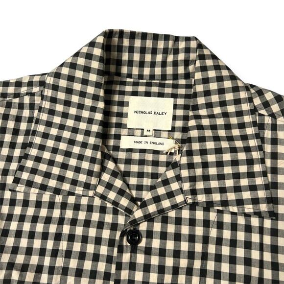 NEW Nicholas Daley Classic Two Pocket Shirt SIZE M Black Ecru NWT England READ - Picture 6 of 13